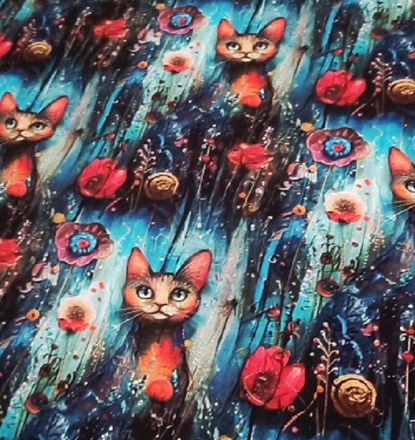 Cicák pipacsok között hurkolt futter