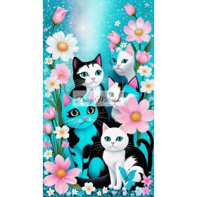 Világoskék alapon cicák oxford