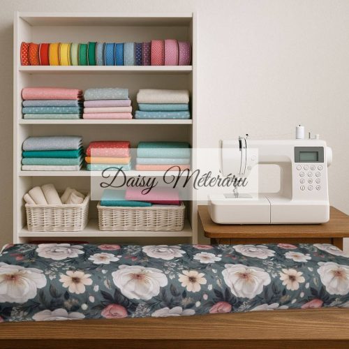 Flowers on a green background Elastic cotton jersey